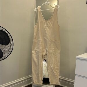 Free People High Roller Cream Jumpsuit